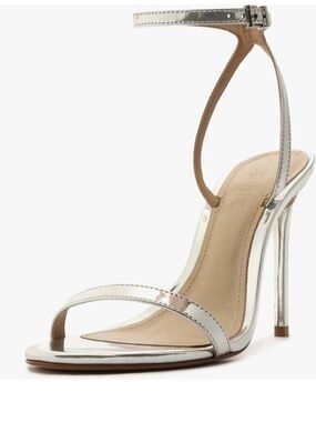 Schutz Joenn Specchio Leather Sandal - 8 / Silver / Specchio Leather